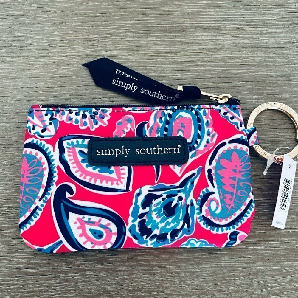 Simply Southern Paisley Pink Zip ID Wallet Coin Purse